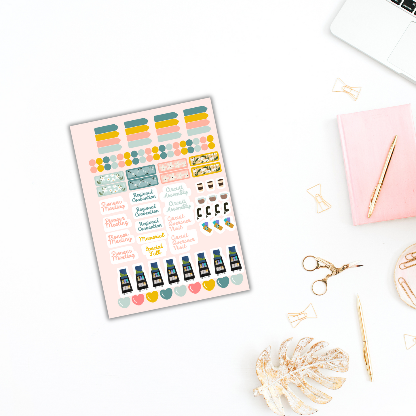 Floral Theocratic Planner Sticker Sheet